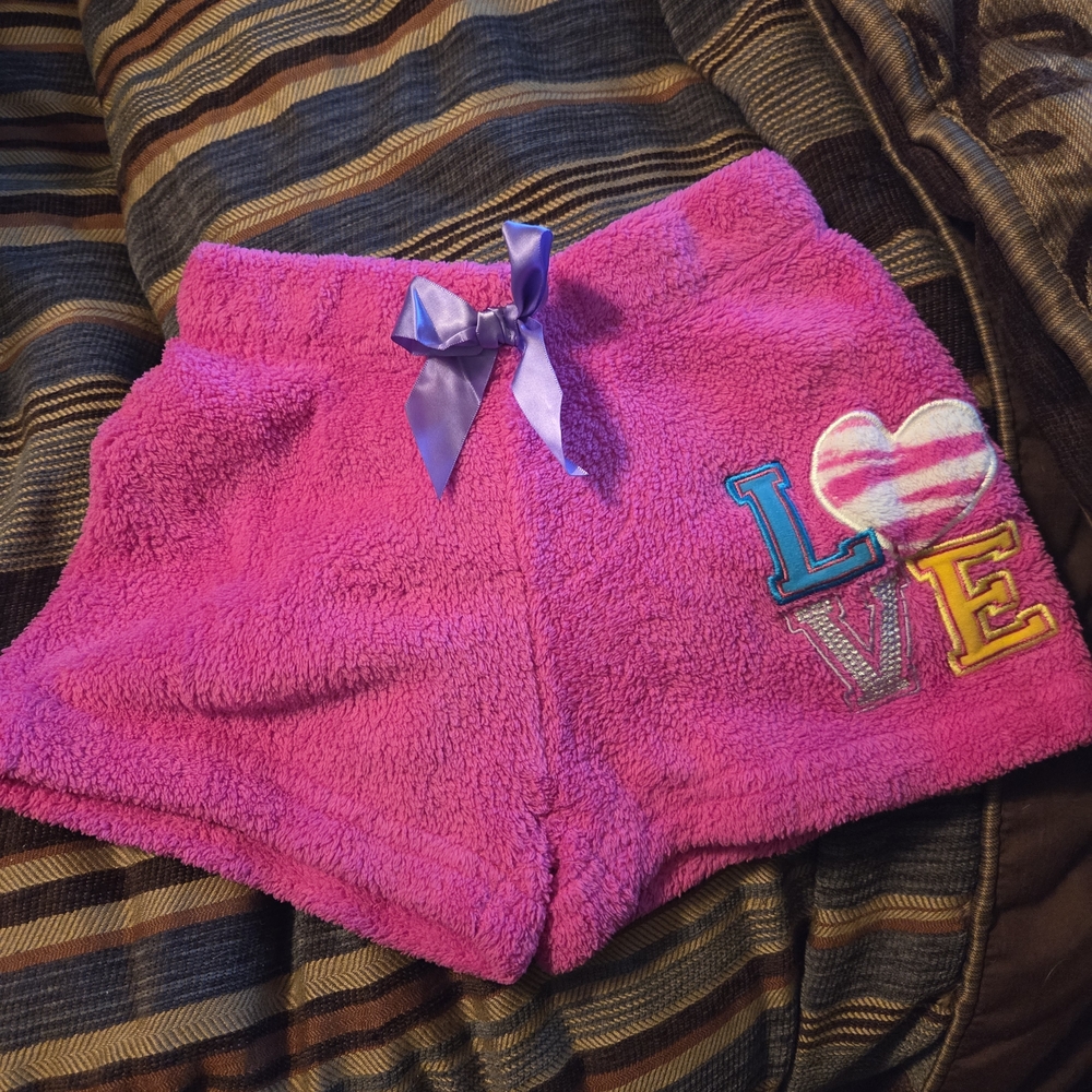 Pink Fleece Kids Shorts with Bow